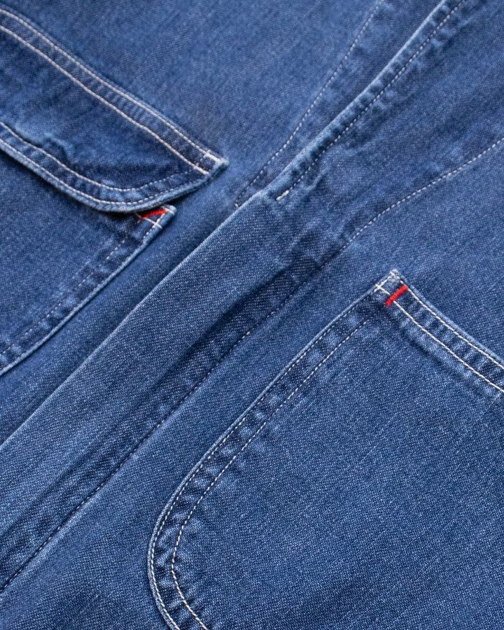 Japanese Repro Dress Coveralls, S, Kapital, Medium Wash Denim with Red Accents