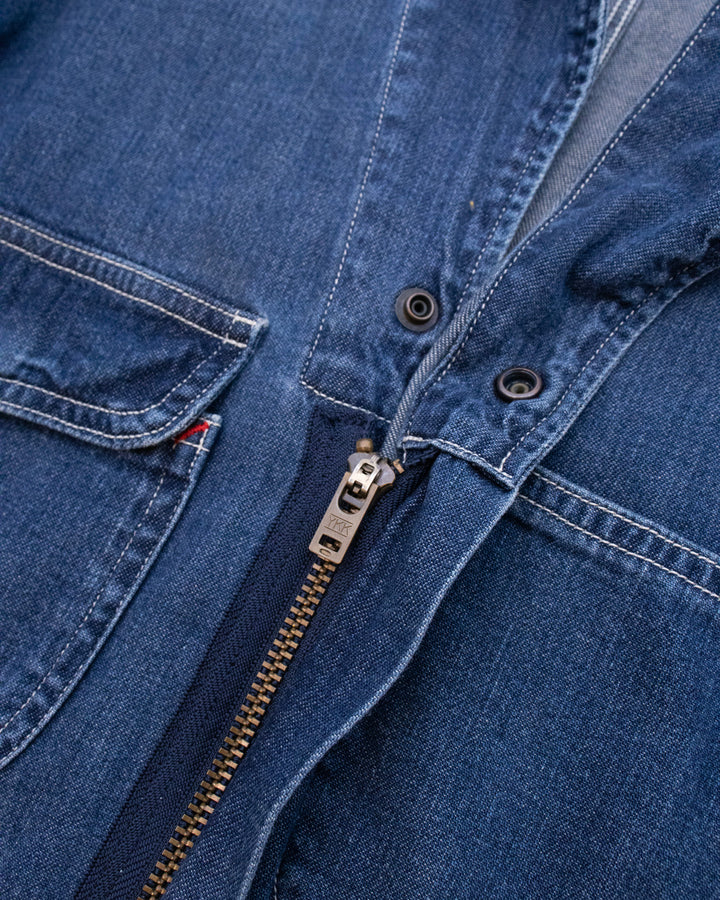 Japanese Repro Dress Coveralls, S, Kapital, Medium Wash Denim with Red Accents