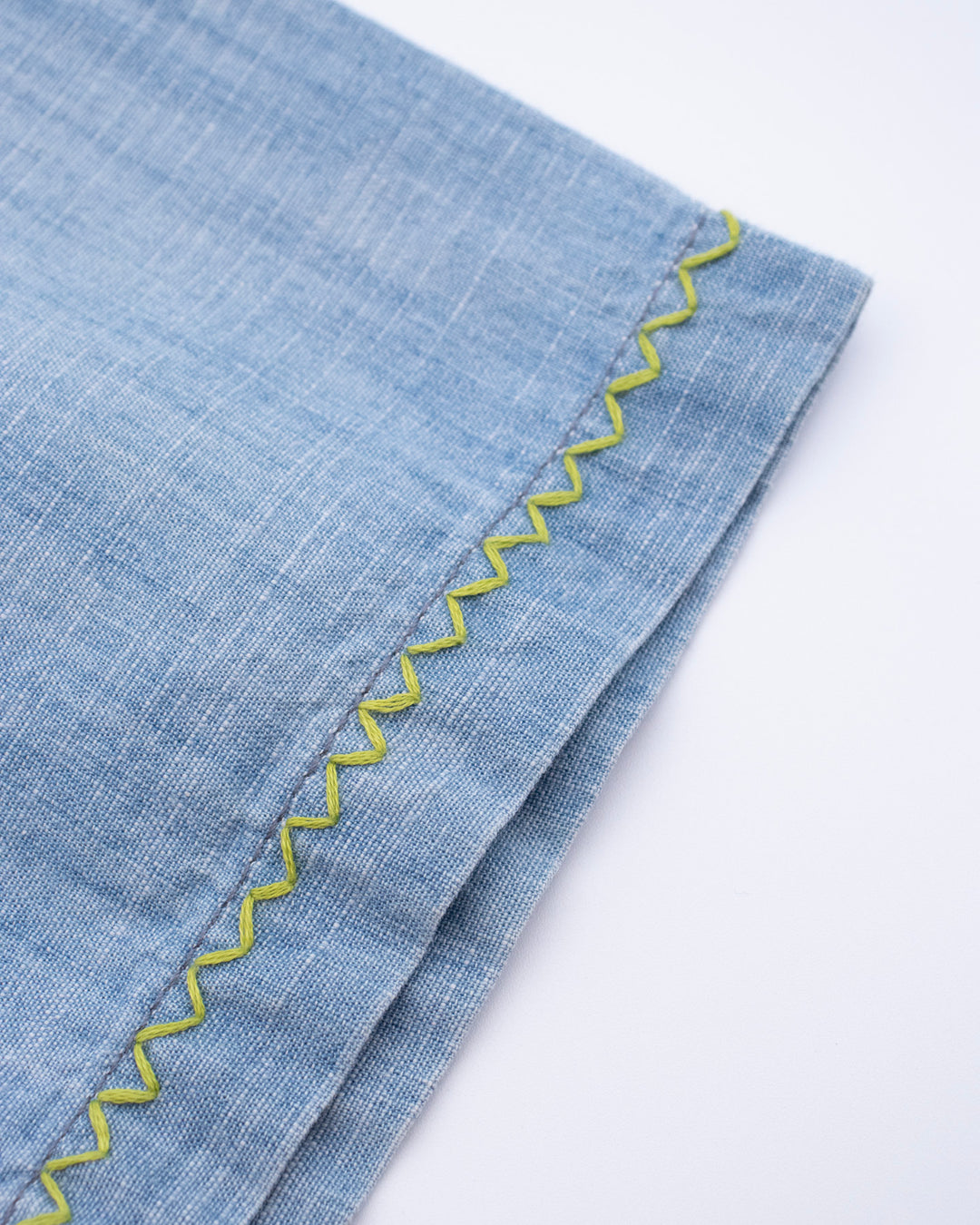 Japanese Repro Short-Sleeve Shirt, M, Five Brother, Chambray with Embroidery Details