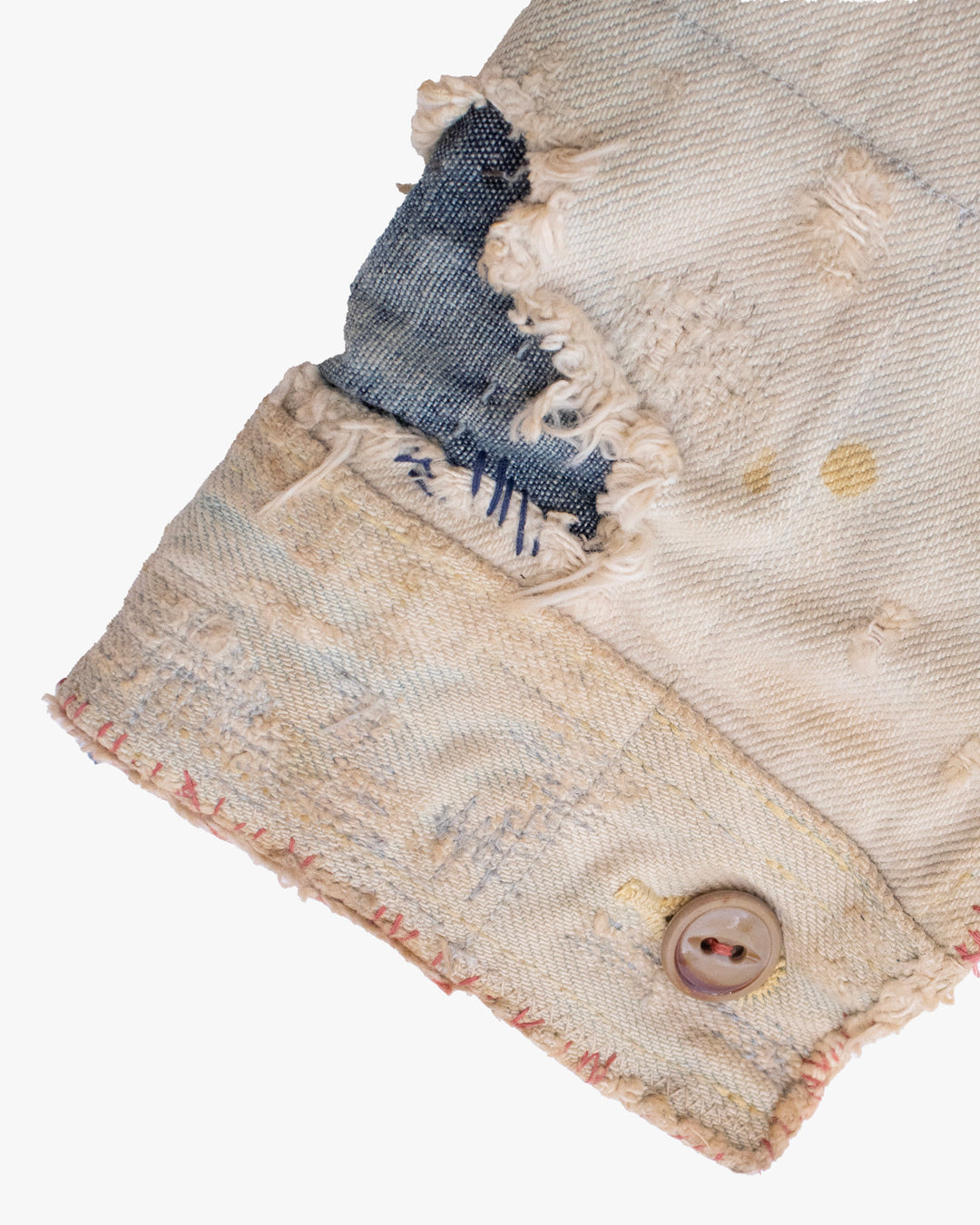 Japanese Repro Denim Jacket, L, Kapital, Off-White with Distressed Details