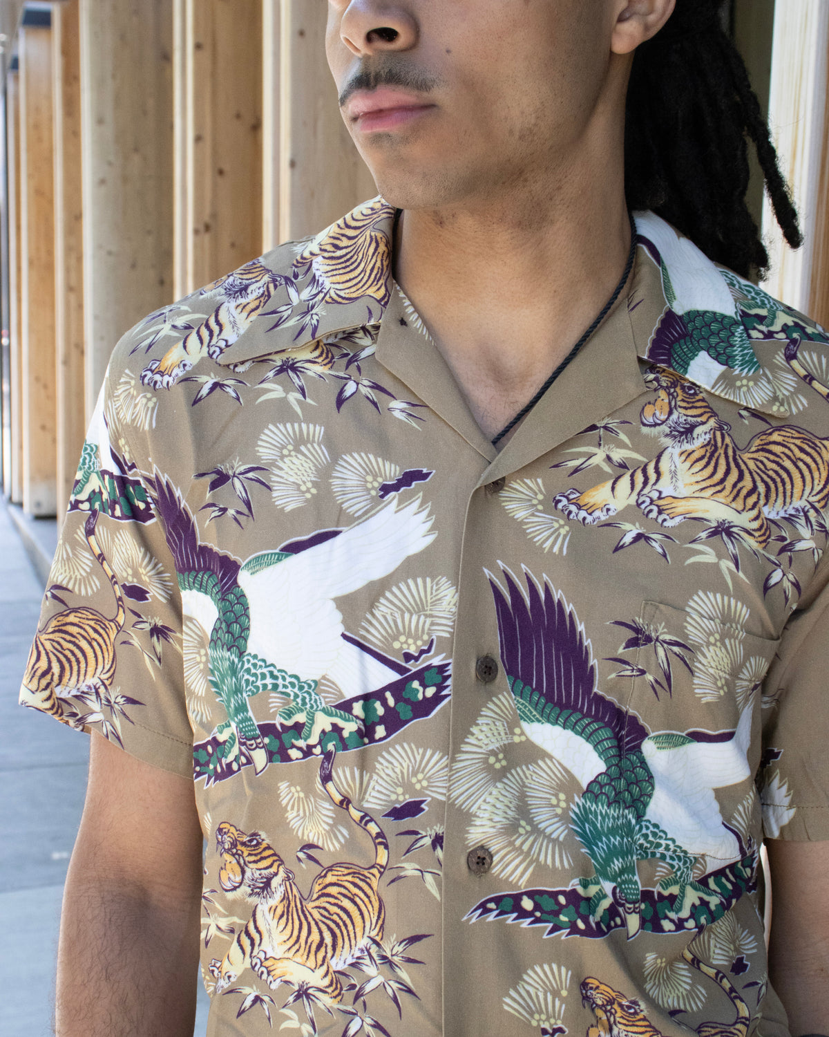 Japanese Repro, Short Sleeve Aloha Shirt, Non Stock, Tigers and Eagles - M