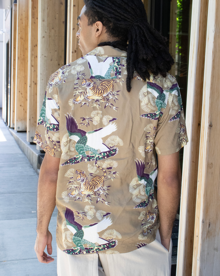 Japanese Repro, Short Sleeve Aloha Shirt, Non Stock, Tigers and Eagles - M