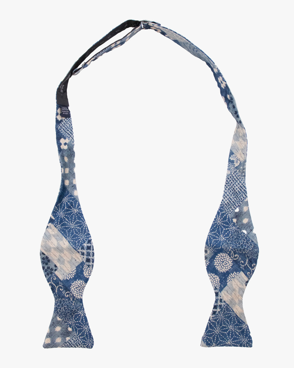 Kiriko Original Bow Tie, Washed Indigo Patchwork Style