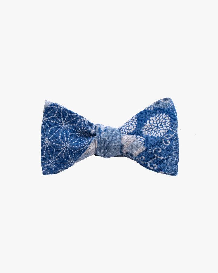 Kiriko Original Bow Tie, Washed Indigo Patchwork Style