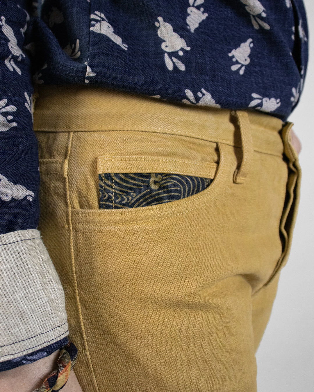 Kiriko Original Denim Jeans, US Made Custom Dyed Premium Selvedge, Ochiba-Iro, Nami