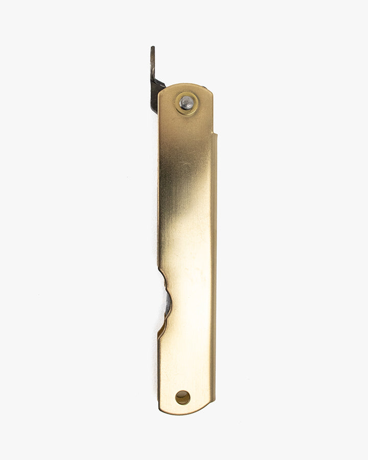 Higonokami, Japanese Knife, Mitsuosaku Aogami Warikomi, Gold 100mm