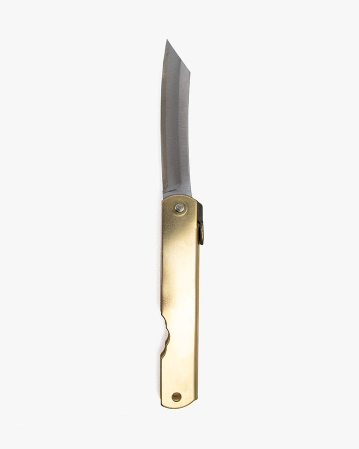 Higonokami, Japanese Knife, Mitsuosaku Aogami Warikomi, Gold 100mm
