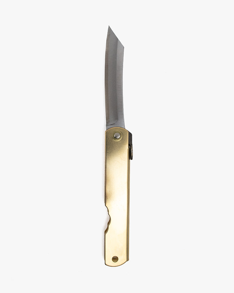 Higonokami, Japanese Knife, Mitsuosaku Aogami Warikomi, Gold 100mm