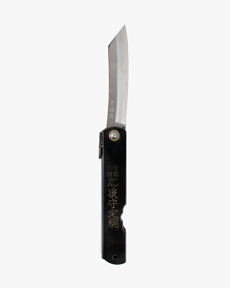 Higonokami, Japanese Knife, Mitsuosaku Aogami Warikomi, Black 100mm