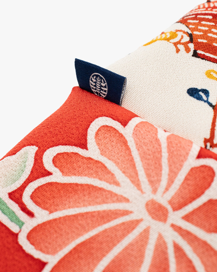 Kiriko Original Scarf, Infinity, Kimono, Red Floral and Multicolor Scenery