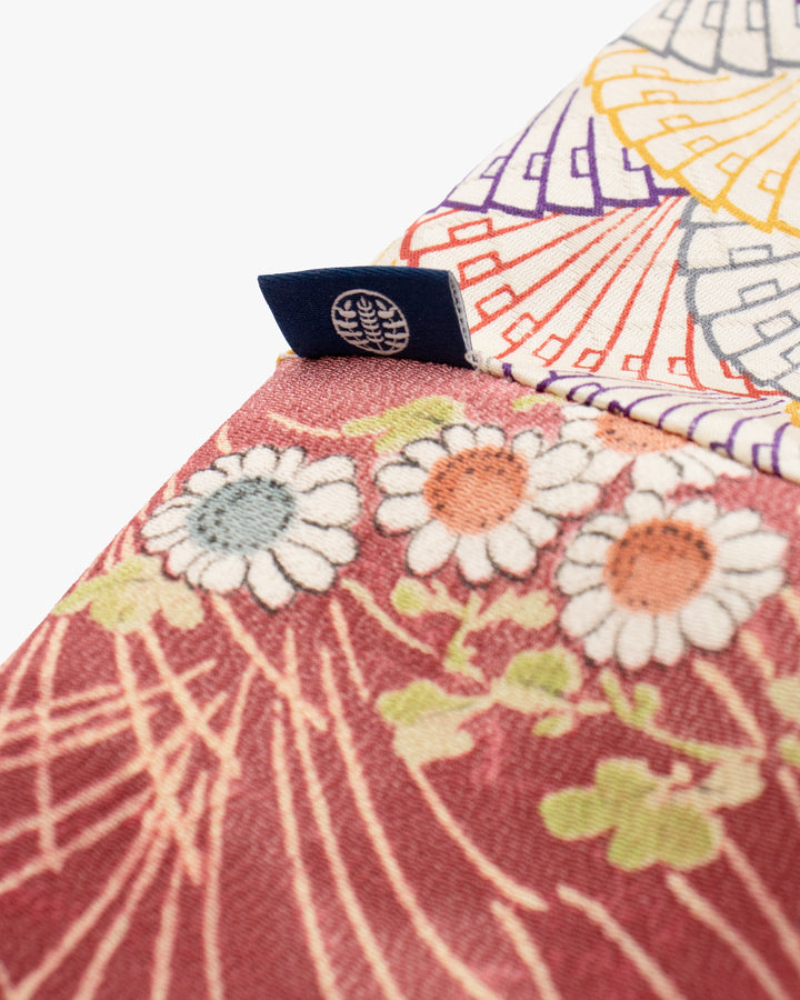 Kiriko Original Scarf, Infinity, Kimono, Deep Pink Floral and Multicolor Uchiwa