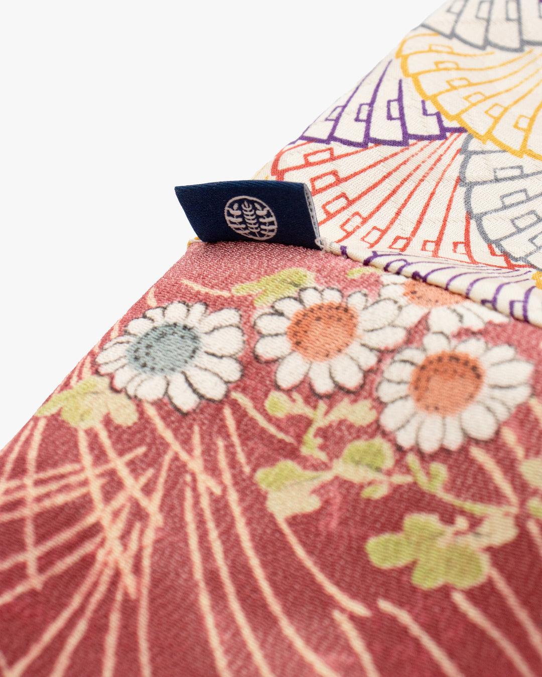 Kiriko Original Scarf, Infinity, Kimono, Deep Pink Floral and Multicolor Uchiwa