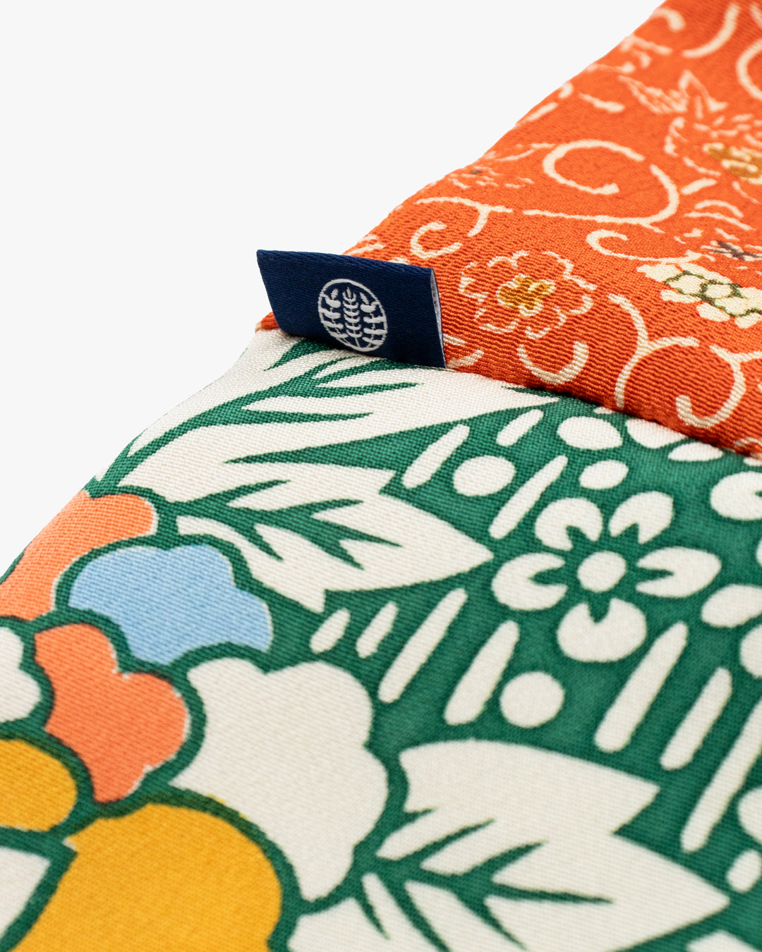Kiriko Original Scarf, Infinity, Kimono, Orange and Green Floral with Multicolor Accents