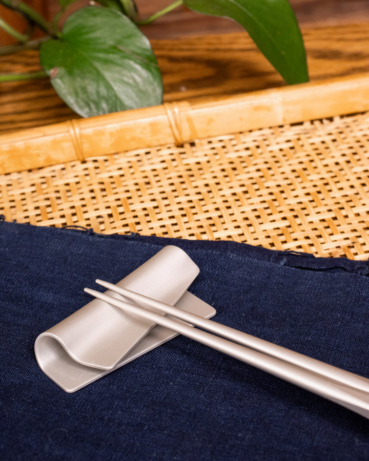 Chopstick Rest, Tsuboe, Irogami, Satin Silver