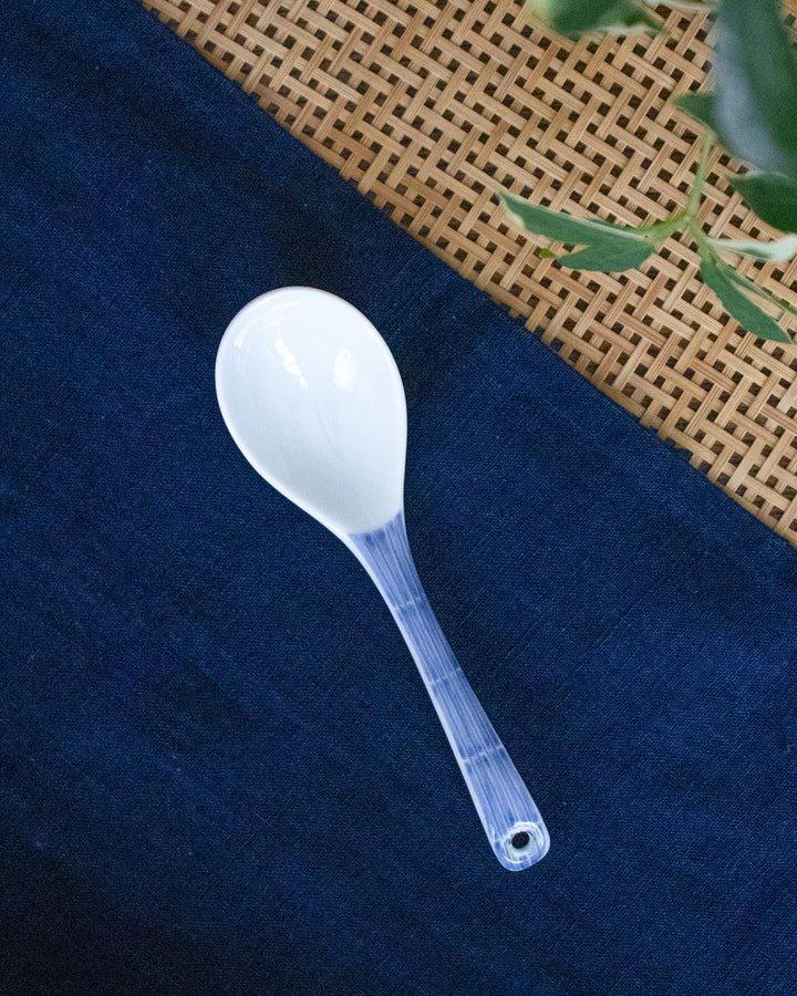 Kouraku Kiln Spoon, Porcelain, Blue Shima