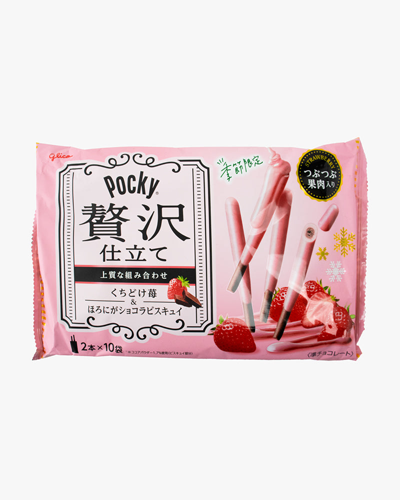 Pocky, Chocolate Cream Covered Biscuit Sticks, Strawberry (Zeitaku Pocky)