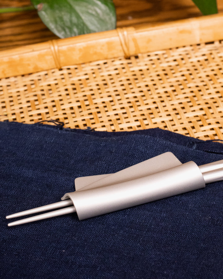 Chopstick Rest, Tsuboe, Irogami, Satin Silver