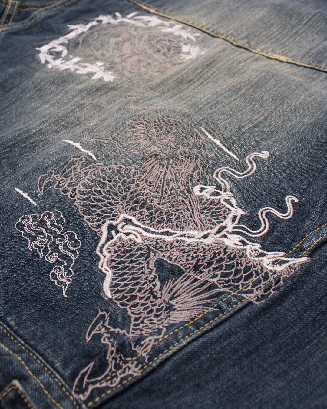 Japanese Repro Type II Trucker Jacket, M, Karakuri, Denim with Embroidered Tiger and Dragon