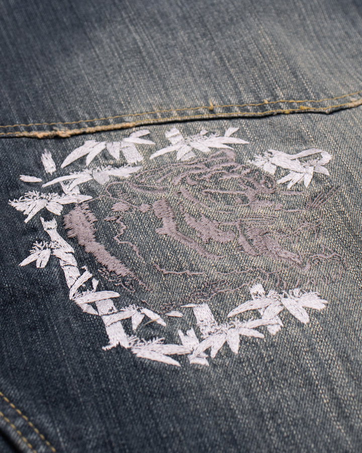 Japanese Repro Type II Trucker Jacket, M, Karakuri, Denim with Embroidered Tiger and Dragon