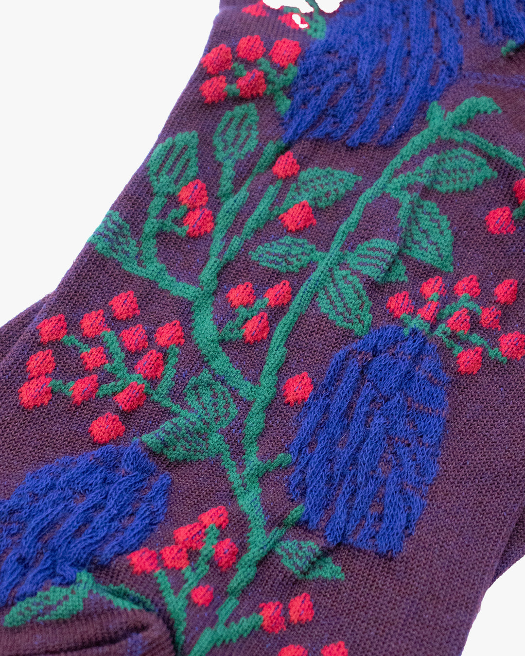 Debby Co. Crew Socks, Andeotte Collection,  Purple with Blue and Pink Flowers