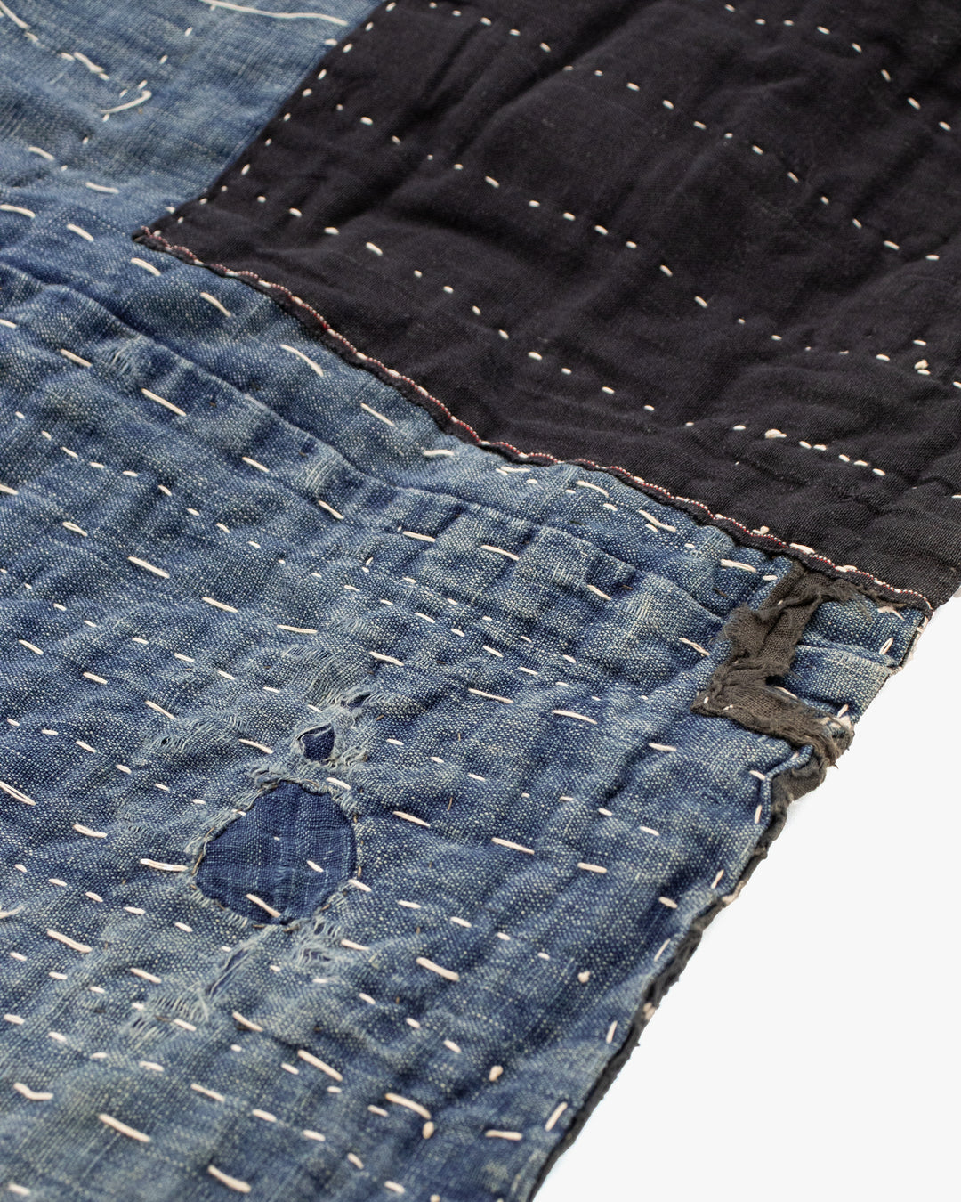 Vintage Boro Blanket, Indigo and Gray Patchwork