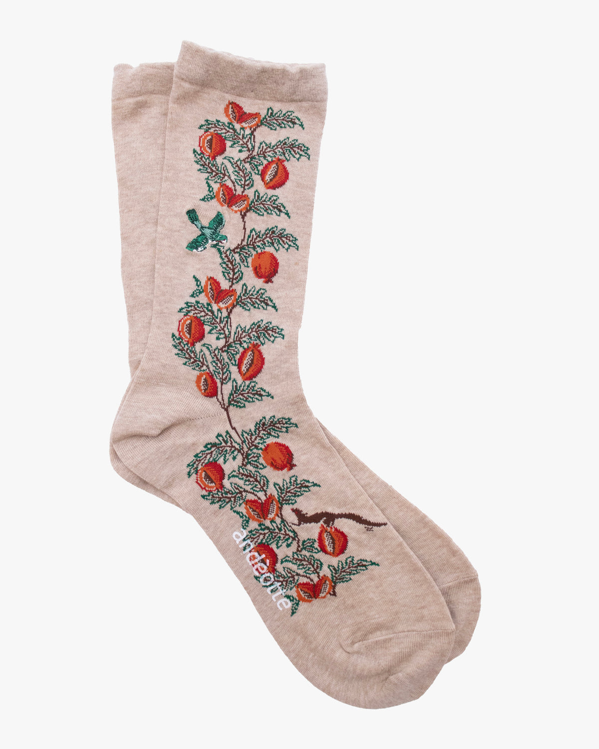 Debby Co. Crew Socks, Andeotte Collection,  Beige Rabbit and Flowers