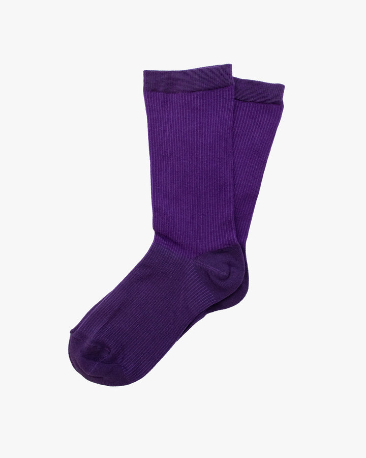 Debby Co. Crew Socks, Andeotte Collection,  See Through White and Purple Flower