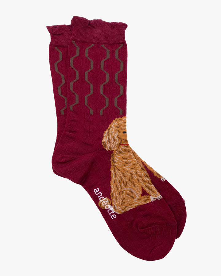 Debby Co. Crew Socks, Andeotte Collection, Poodle in Purple