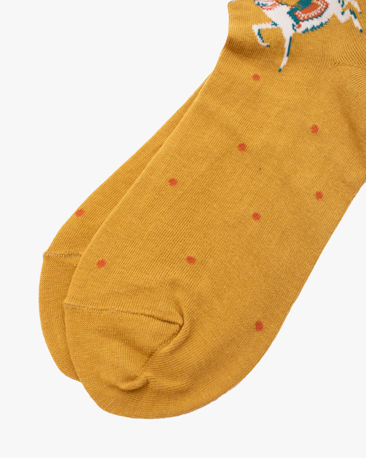 Debby Co. Crew Socks, Andeotte Collection, Mustard Horse