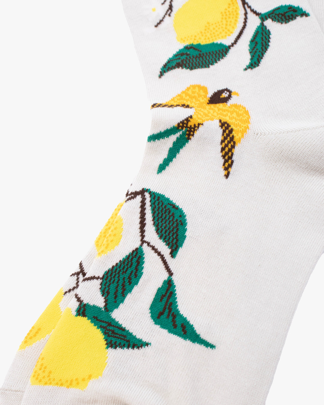 Debby Co. Crew Socks, Andeotte Collection,  Light Grey with Lemons and Birds