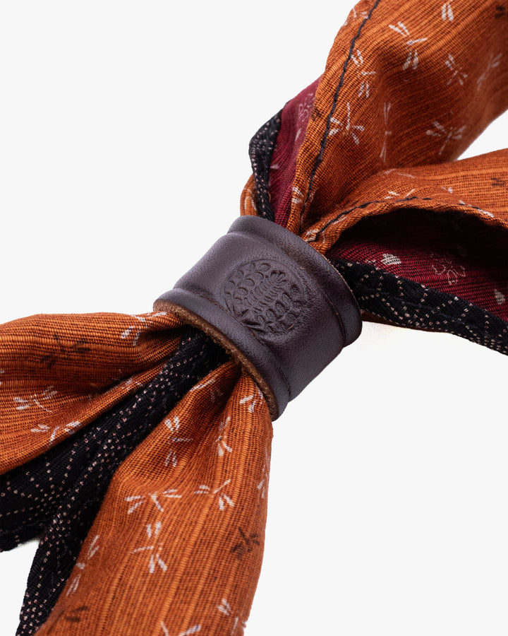 Kiriko Original Split Neckerchief, Black Dotted Asanoha and Orange Tonbo