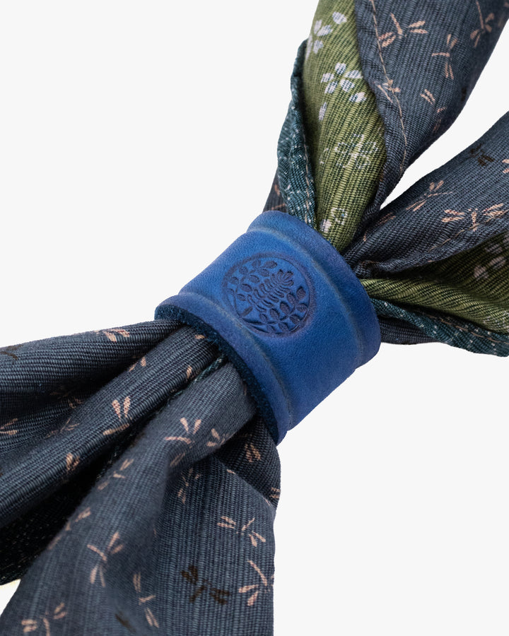 Kiriko Original Split Neckerchief, Light Blue Tonbo and Blue Dotted Asanoha