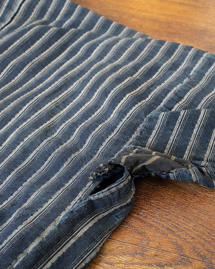 Vintage Noragi Jacket, Fully Sashiko Stitched, Multi-Stripe Faded Indigo