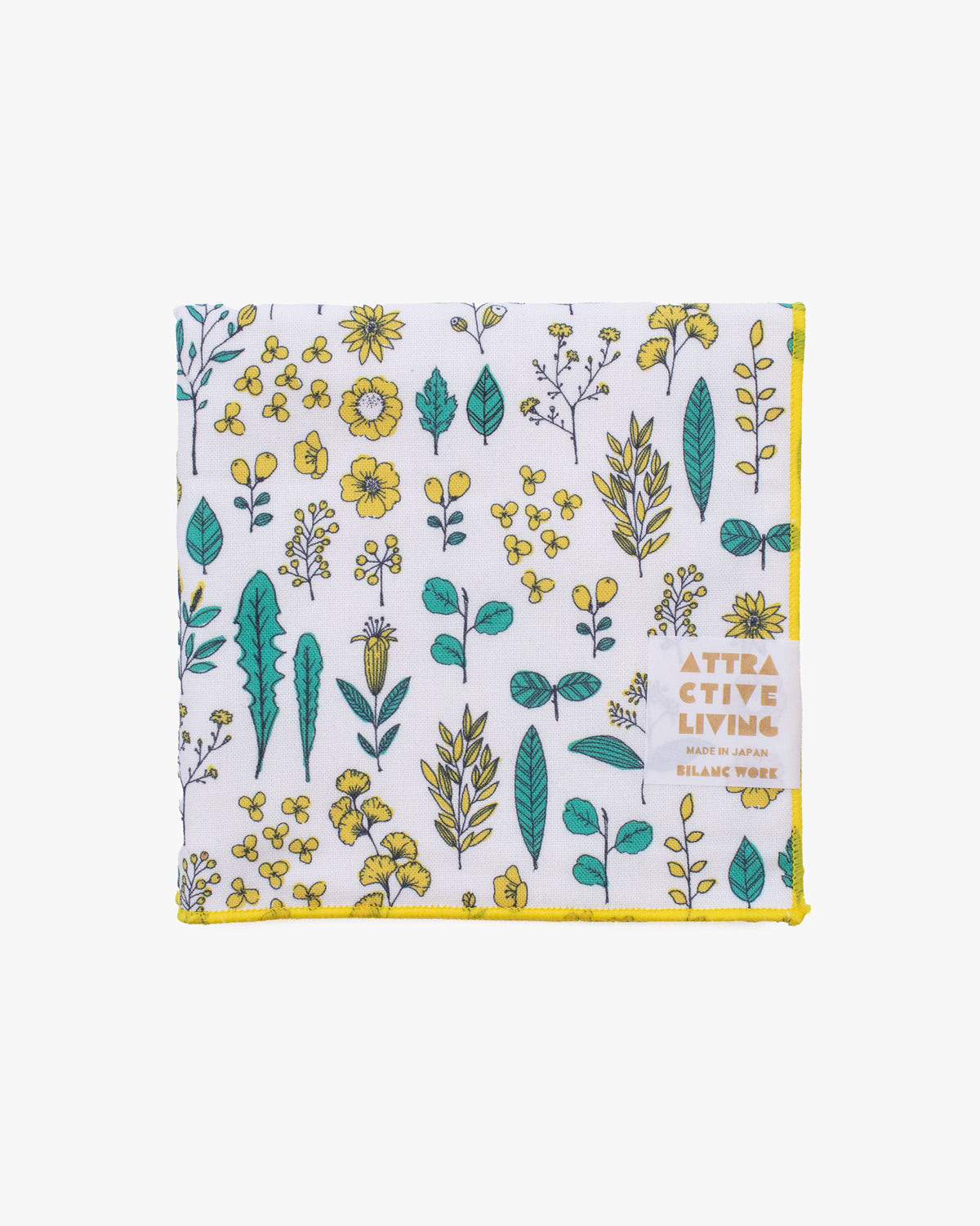 Towel Handkerchief, Attractive Living, Bilanc Work, Hills and Field Line Art Yellow