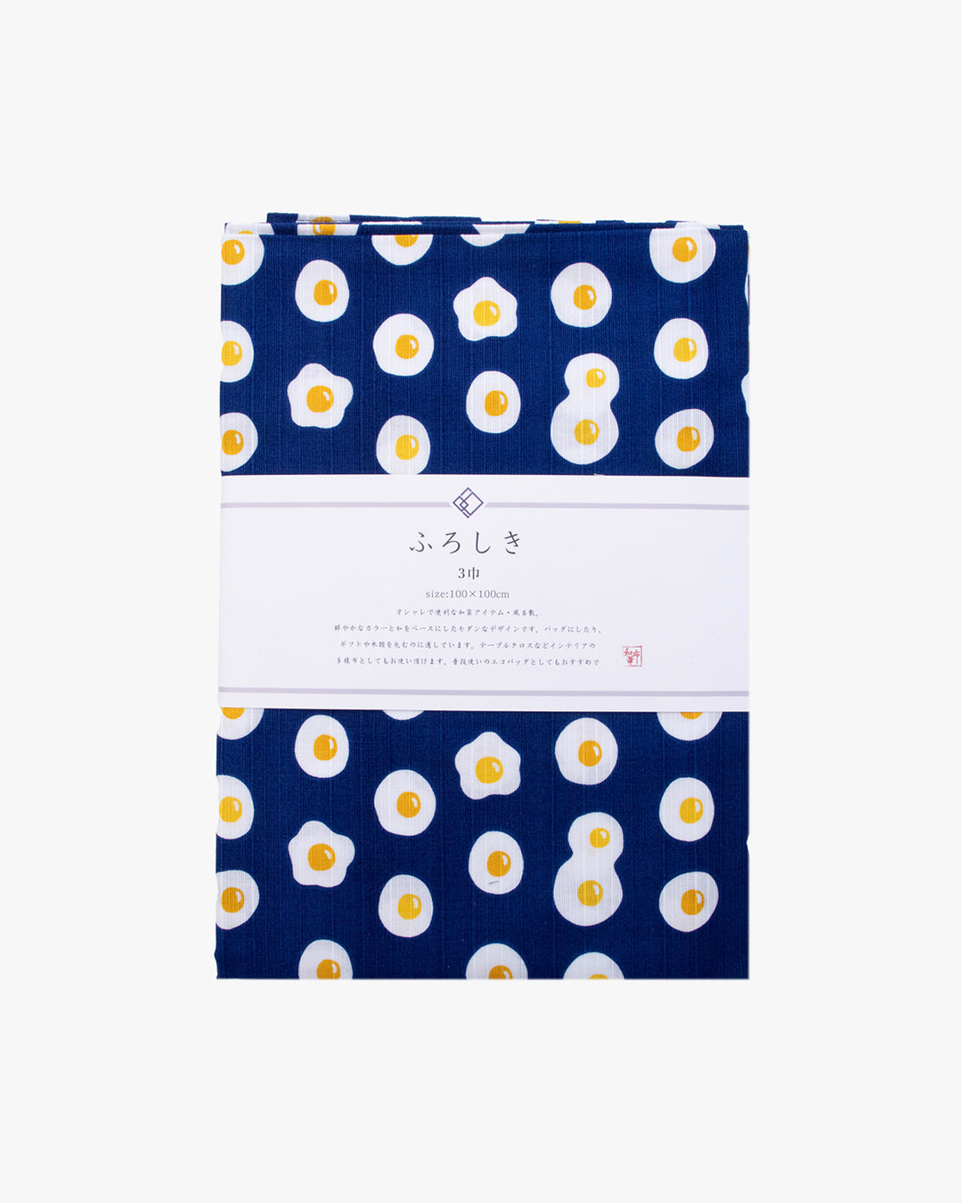 PrairieDog, Furoshiki, Fried Egg, Navy Blue, 39" x 39"