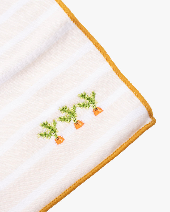PrairieDog, Embroidered Gauze-Pile Handkerchief, Carrot Striped