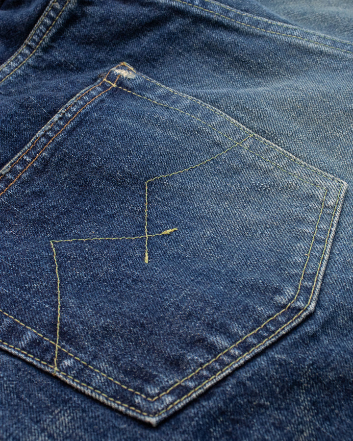 Japanese Repro Denim Jeans, 29, Knackered, Faded Medium Wash Blue
