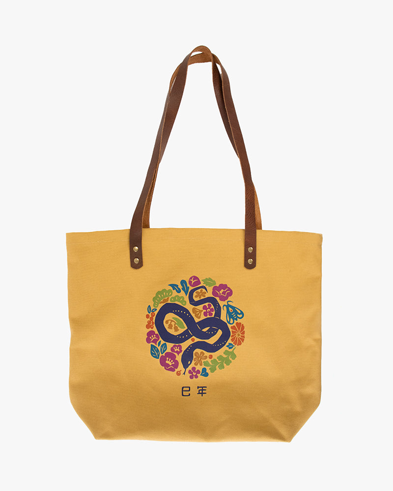 Kiriko Original Large Tote Bag, Canvas, Harvest Tan Snake