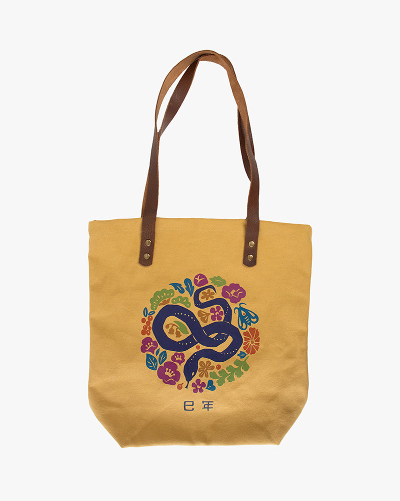 Kiriko Original Small Tote Bag, Canvas, Harvest Tan Snake