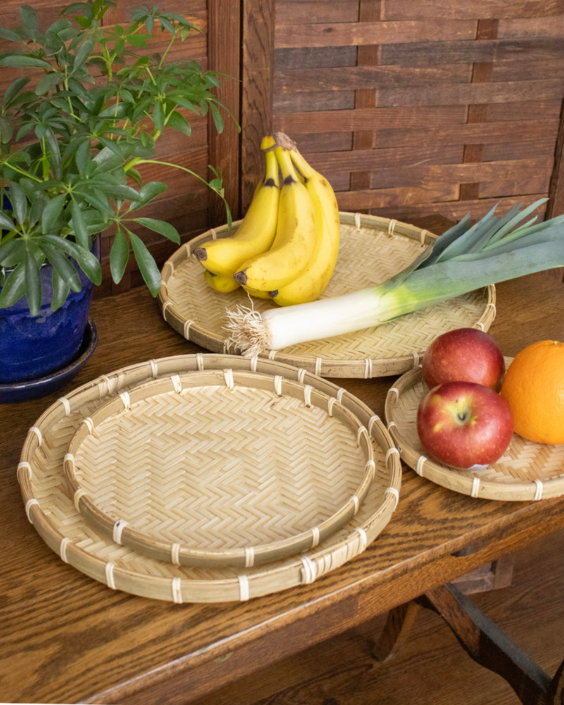 Kokoro Original, Woven Flat Bamboo Tray, Set of 4