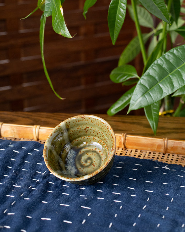 Sake Cup, Ichiyama, Shiragaki Green