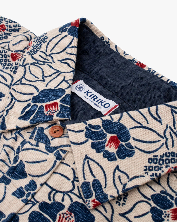 Kiriko Original Button-Up Shirt, Long Sleeve, Cream Tsubaki