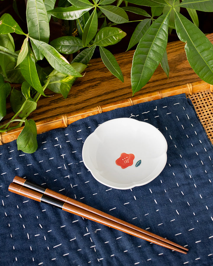 Mini Plate, Bisque, Nippon Ezara, Camellia