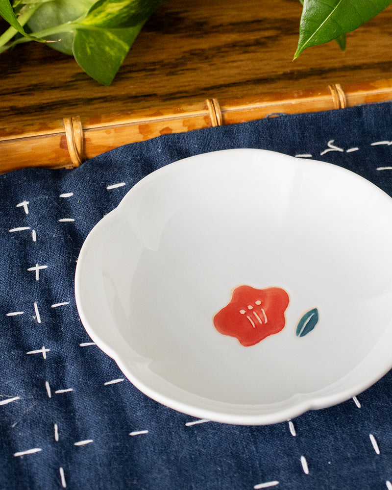 Mini Plate, Bisque, Nippon Ezara, Camellia