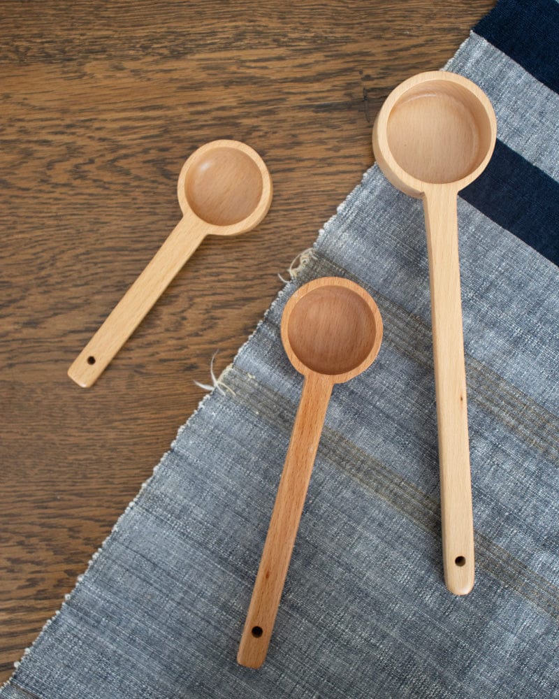 Wooden Utensils, Measuring Spoons, Set of 3, Light Wood