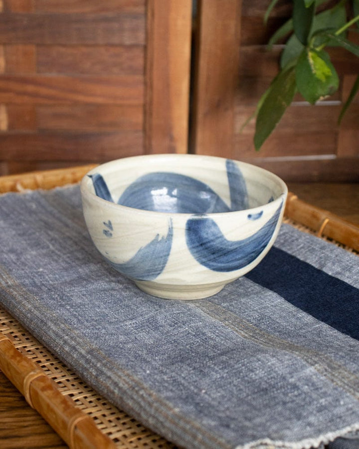Mashiko-Yaki Hand-Painted Bowl, Large, Cream