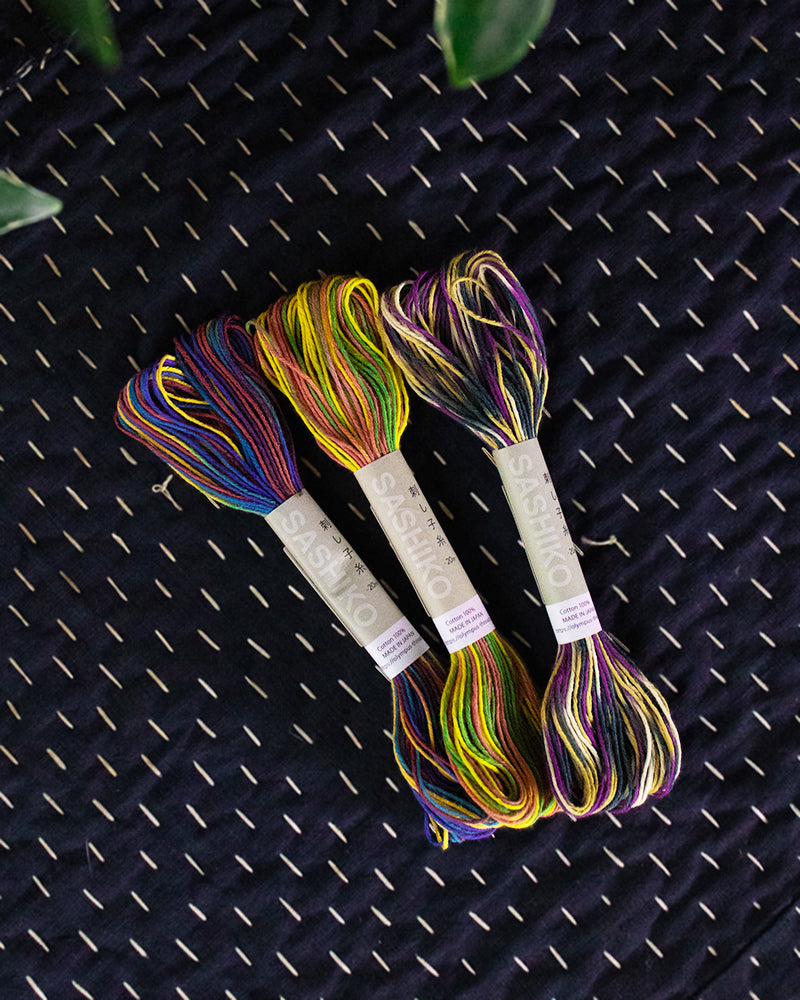 Sashiko Thread, Multi Color,  Blue Yellow