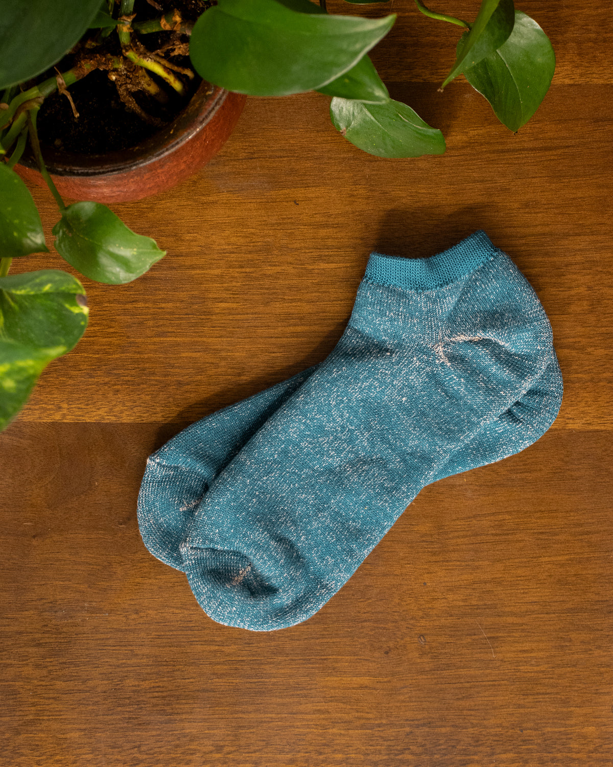 Knitwin, Anklet Socks, Linen Cotton Pile, Sampo Lake Blue