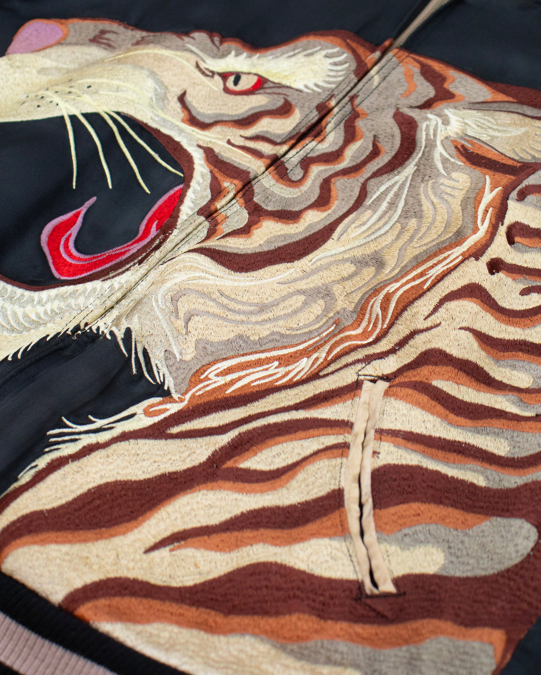Japanese Repro Souvenir Jacket, M, Japanese Classic Script, Reversible Tiger Black and Green