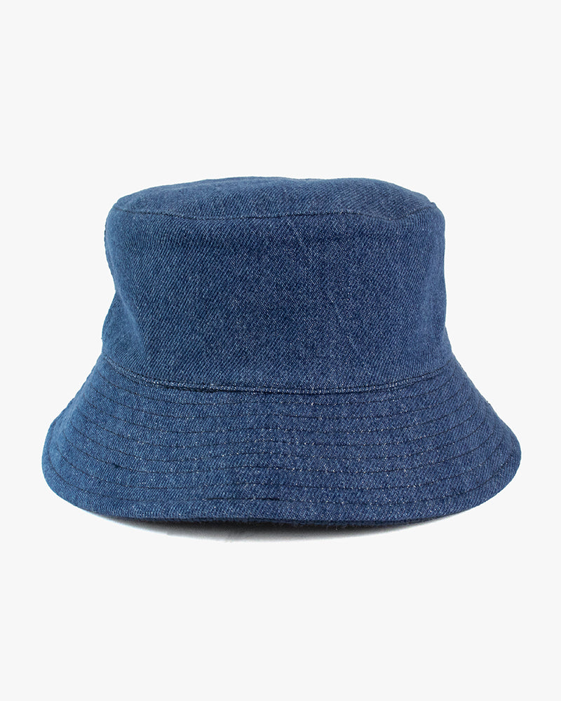 Kiriko Original Bucket Hat, Reversible Navy Sashi-ori and Denim